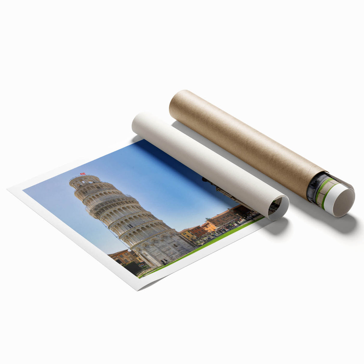 Extra large rolled print of Pisa scenery in muted earth tones, ideal for classy bathroom wall art.