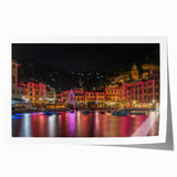 Extra large rolled print of Portofino, Italy, featuring vibrant coastal scenery, ideal for dining room wall art.