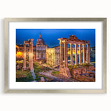 Extra large abstract art print of Rome scenery in silver frame, featuring textured earth tones, ideal for living room decor.