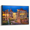 Black and white framed canvas of a vintage Rome landscape, ideal for bedroom wall art.