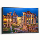 Black and white framed canvas of a vintage Rome landscape, ideal for bedroom wall art.