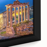 Extra large framed canvas featuring a textured depiction of Rome with vibrant, colorful art on a black background.