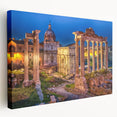 Large art depicting the Rome skyline in muted earth tones on a stretched canvas, ideal for kitchen wall decor.