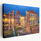 Large art depicting the Rome skyline in muted earth tones on a stretched canvas, ideal for kitchen wall decor.