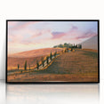 Large abstract wall art depicting the Tuscan landscape in muted earth tones on a framed acrylic.