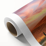 Art Deco style poster of Tuscany landscape with muted earth tones on rolled canvas, ideal for nursery wall art.