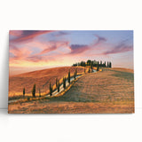 Black and white photograph of the Tuscan landscape on stretched canvas, ideal for kitchen wall art.
