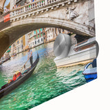 Acrylic print of a large abstract depiction of Venice with muted earth tones, ideal for dining room art.