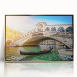 Art deco poster of Venice scenery in gold frame, acrylic print, ideal for modern art wall decor.