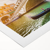 Art deco poster of Venice scenery in muted earth tones on rolled canvas, suitable for dining room wall art.