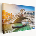 Venetian canal scene on large stretched canvas with muted earth tones, ideal for kitchen wall art.