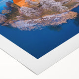 Art deco poster featuring a serene Lithuanian landscape in soft pastel hues on rolled canvas, suitable for dining room decor.