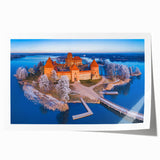 Extra large rolled print depicting a scenic Lithuanian landscape with vibrant greenery and a calm blue sky.