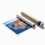 Extra large rolled print of a Lithuanian landscape with vibrant floral foreground, ideal for classy bathroom wall art.