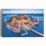 Black and white photograph of a Lithuanian landscape on a large stretched canvas, ideal for kitchen wall art.