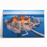 Black and white photograph of a European cityscape printed on large stretched canvas, ideal for kitchen wall art.