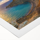 Art deco poster of a European Malta scenery in muted earth tones on rolled canvas, suitable for dining room wall art.