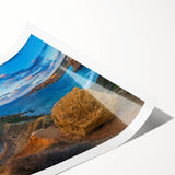 Extra large rolled print featuring line art flowers in a European Malta scenery, ideal for large living room wall art.