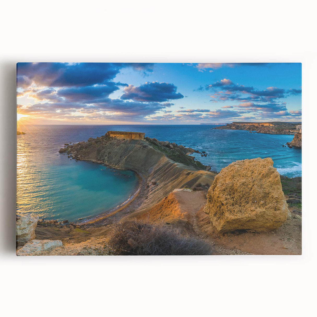 Black and white photo of Malta on stretched canvas, ideal for kitchen wall art or bedroom.