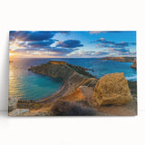 Black and white photo of Malta scenery on large stretched canvas, ideal for kitchen wall art.