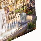 Large abstract wall art featuring a mid-century modernist depiction of Monaco scenery in vibrant hues on acrylic glass.