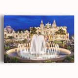 Black and white large art print of Monaco scenery on stretched canvas, ideal for kitchen wall art or bedroom decor.