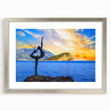 Extra large abstract art print of a Montenegro landscape in muted earth tones on a framed canvas.