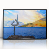 Large abstract wall art of a European Montenegro landscape in muted earth tones on a framed acrylic.