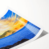 Extra large wall art featuring line art flowers in Montenegro scenery on a rolled print.