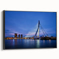 Black and white framed canvas of a vintage Dutch landscape, ideal for bedroom wall art.