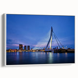 Vintage poster art of a European Netherlands scenery in vibrant colors on a framed canvas, ideal for living room decor.