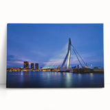 Black and white stretched canvas of a European cityscape, ideal for kitchen wall art.