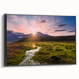 Black and white landscape art painting of a Norwegian scenery on framed canvas, suitable for bedroom decor.