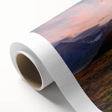 Art Deco poster of a tranquil Norway scenery in soft blue and grey tones on rolled canvas, ideal for nursery wall art.