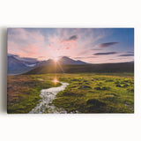 Black and white photograph of a Norwegian fjord on stretched canvas, ideal for kitchen wall art or bedroom ambiance.