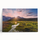 Black and white photograph of a Norwegian landscape on stretched canvas, ideal for kitchen wall art.