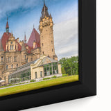 Extra large framed canvas featuring a textured, colorful depiction of a European scenery, ideal for living room wall art.