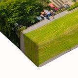 Large art of a black and white landscape painting of a European scenery on stretched canvas, suitable for bedroom wall decor.