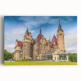 Black and white panoramic view of a European cityscape on stretched canvas, ideal for kitchen wall art.