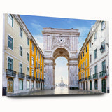 Acrylic print of Lisbon scenery in muted earth tones, ideal for bedroom or dining room art.
