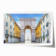 Rolled print of Lisbon scenery in soft pastel shades, suitable as art wall dining room or classy bathroom wall art.