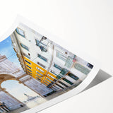 Extra large rolled print featuring line art flowers in monochrome shades, ideal for large living room wall art.