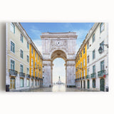 Black and white stretched canvas of Lisbon scenery, ideal for kitchen wall art or bedroom ambiance.