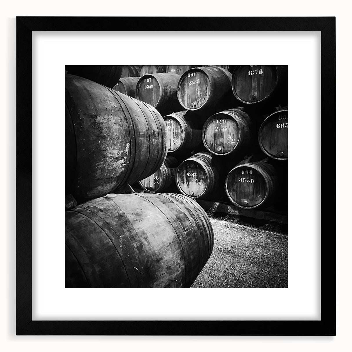 Colorful abstract art print of Porto's scenery on textured canvas, framed in black, ideal for living room decor.