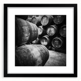 Colorful abstract art print of Porto's scenery on textured canvas, framed in black, ideal for living room decor.