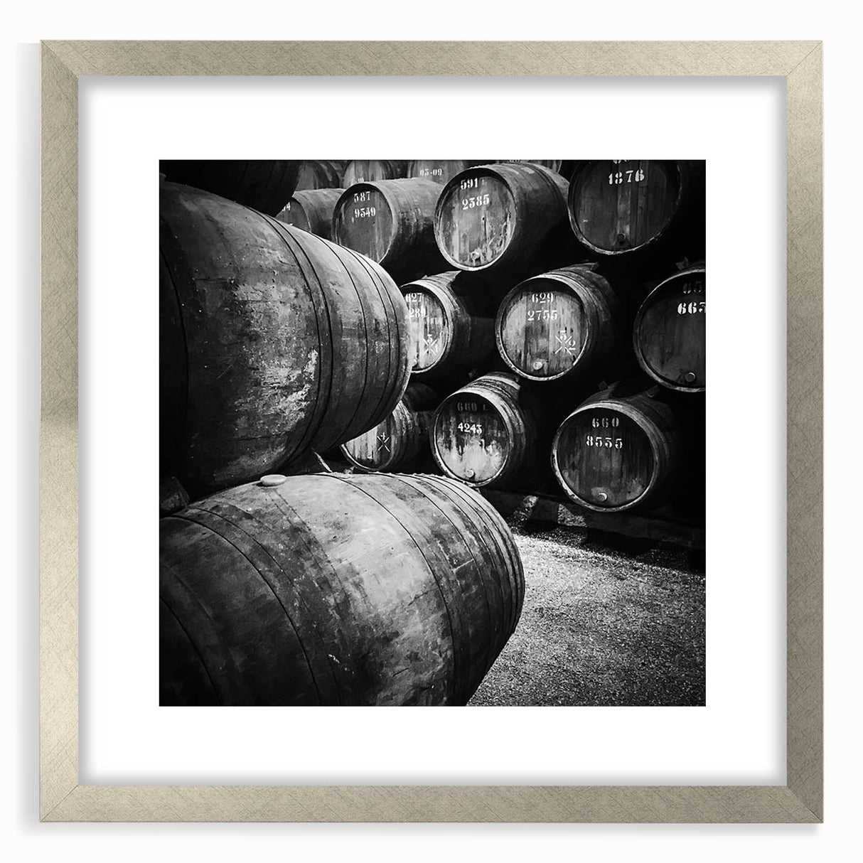 Extra large abstract art print of Porto scenery in muted earth tones on framed canvas, ideal for living room decor.