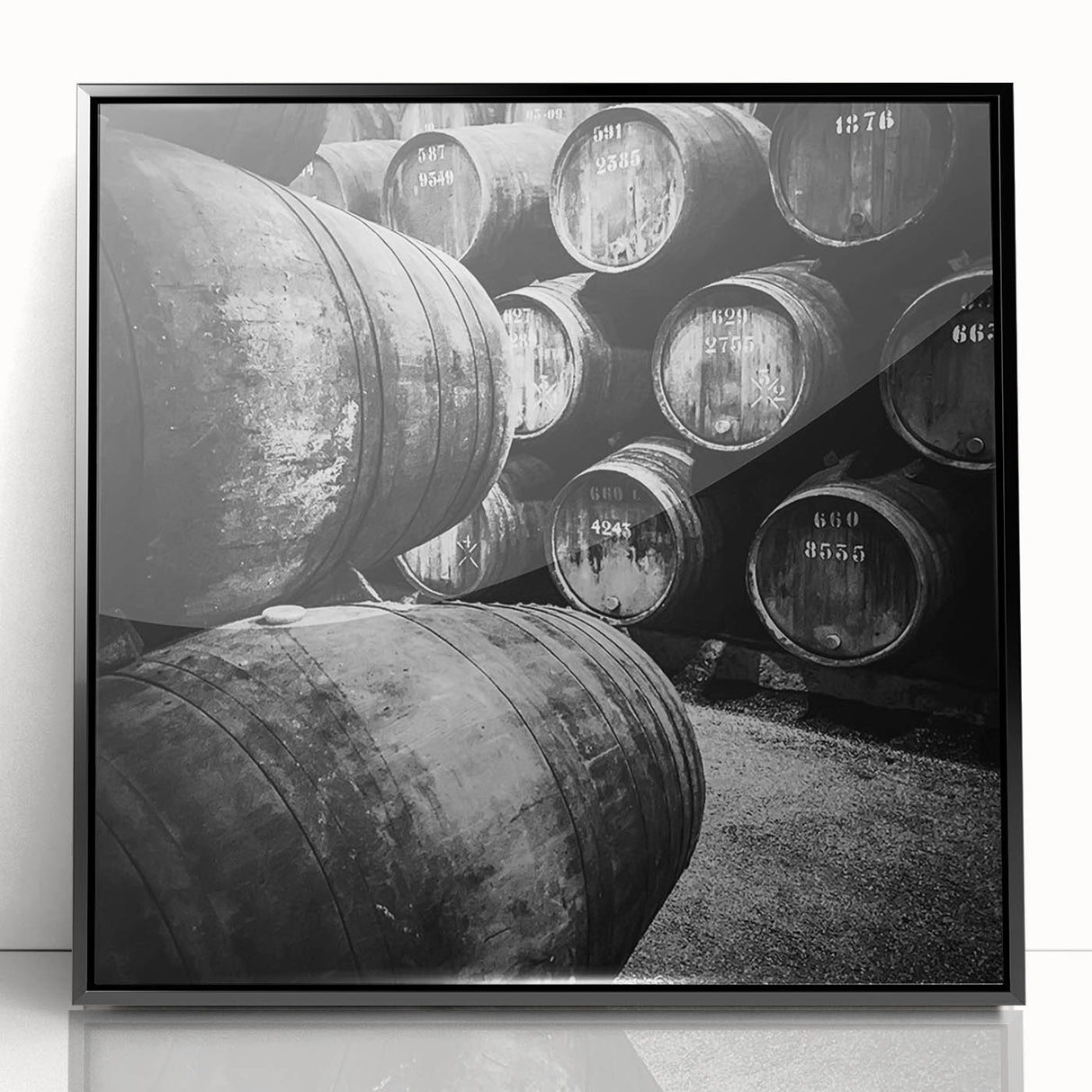Large abstract wall art depicting Porto's landscape in muted earth tones on a framed acrylic.