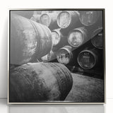 Large art print of Porto, Portugal, in muted blue and silver tones on acrylic, framed, ideal for modern art wall decor.