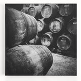 Black and white photograph of Porto's cityscape on large stretched canvas, suitable as kitchen wall art or for a bedroom.