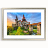 Extra large abstract art print featuring textured scenery of Romania in silver frame, ideal for living room décor.